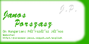 janos porszasz business card